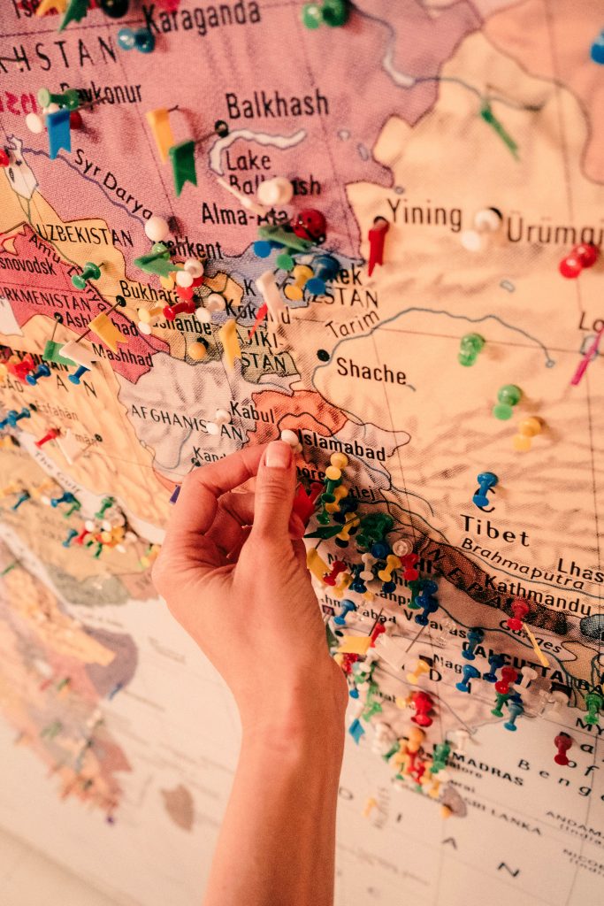 World Map with Push-Pins