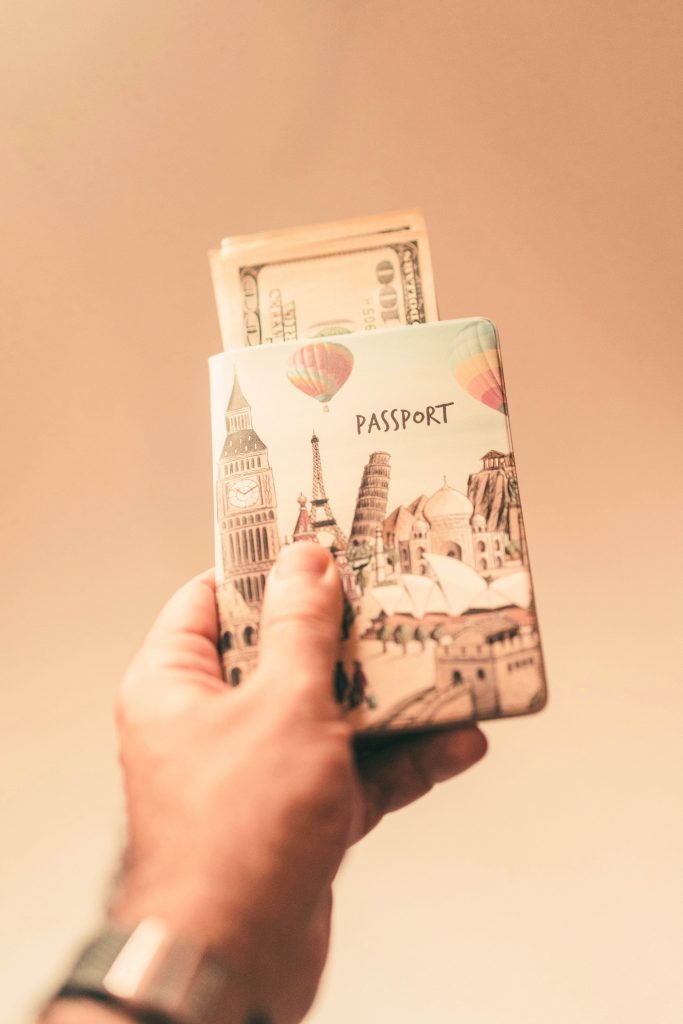 passport with cash photo