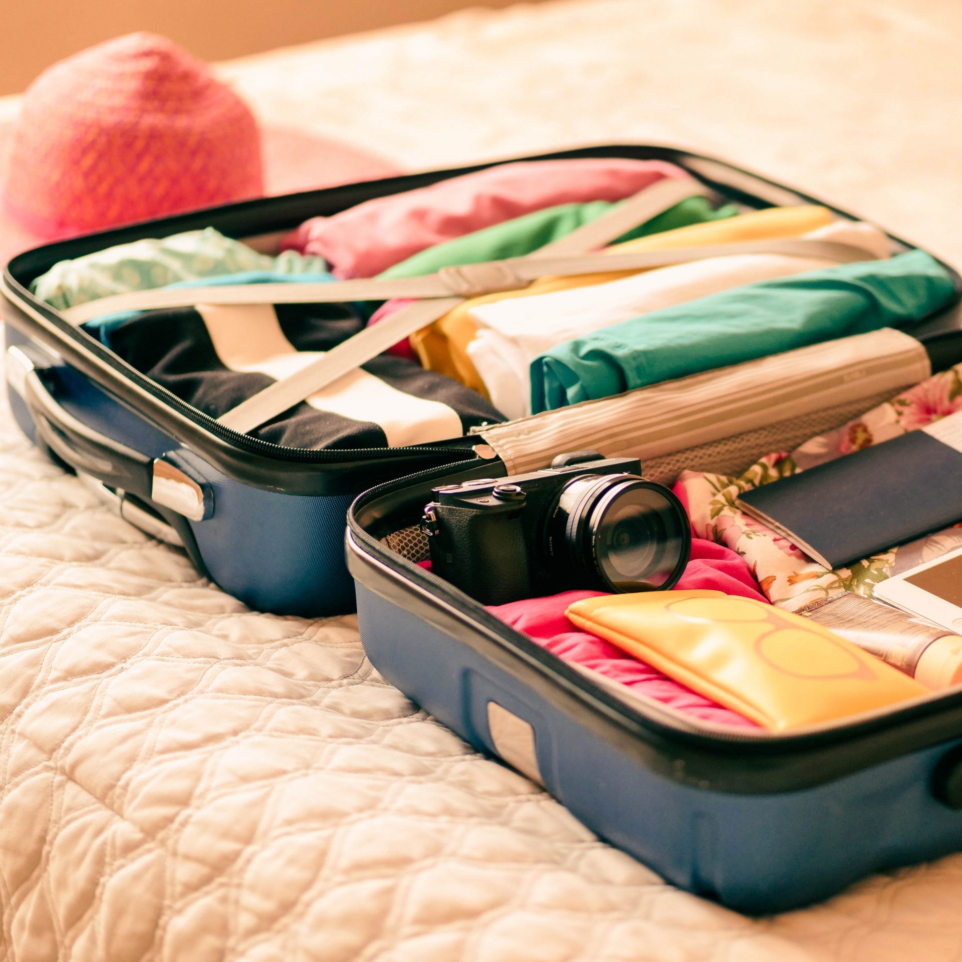 Packed carry-on suitcase