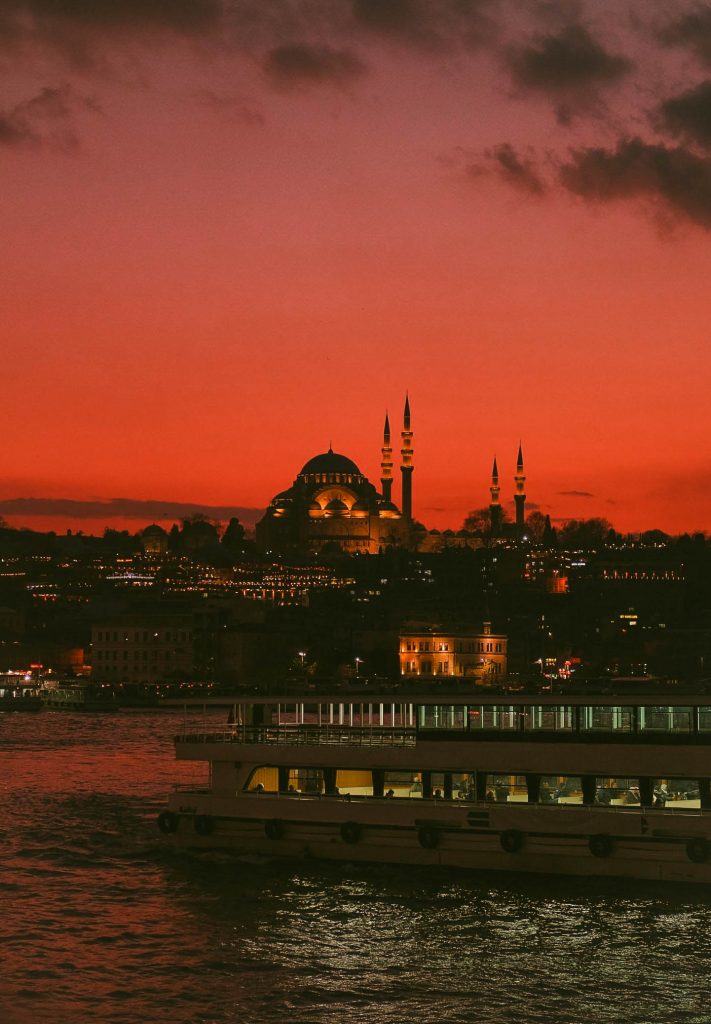 Evening view of Bosphorus in Istanbul