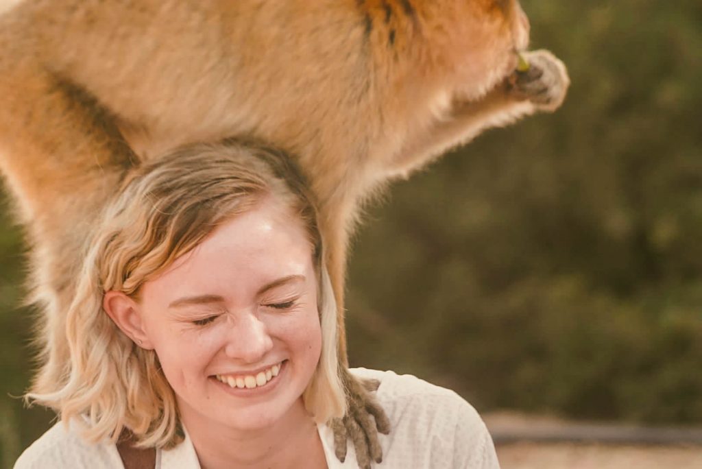 Elle with Monkey on Shoulders