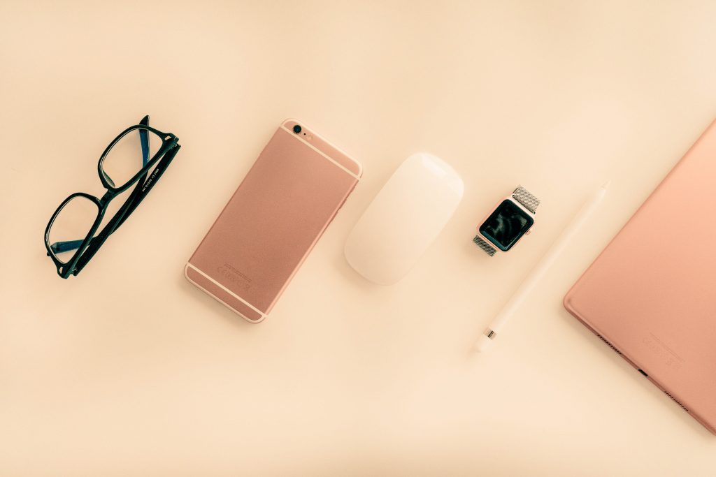 Electronic devices on a table