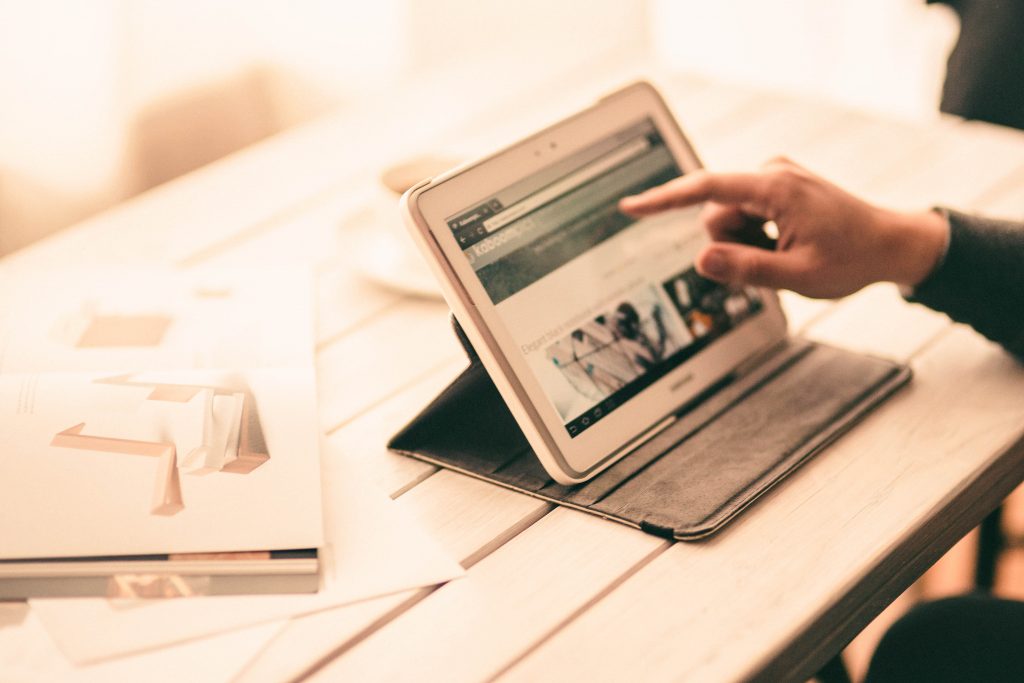 person working on tablet