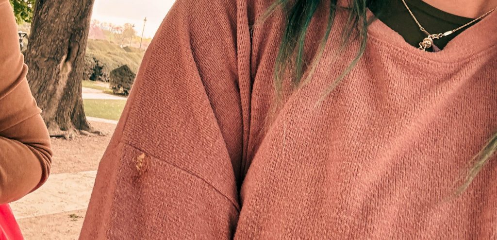 photo of shirt with bird poop