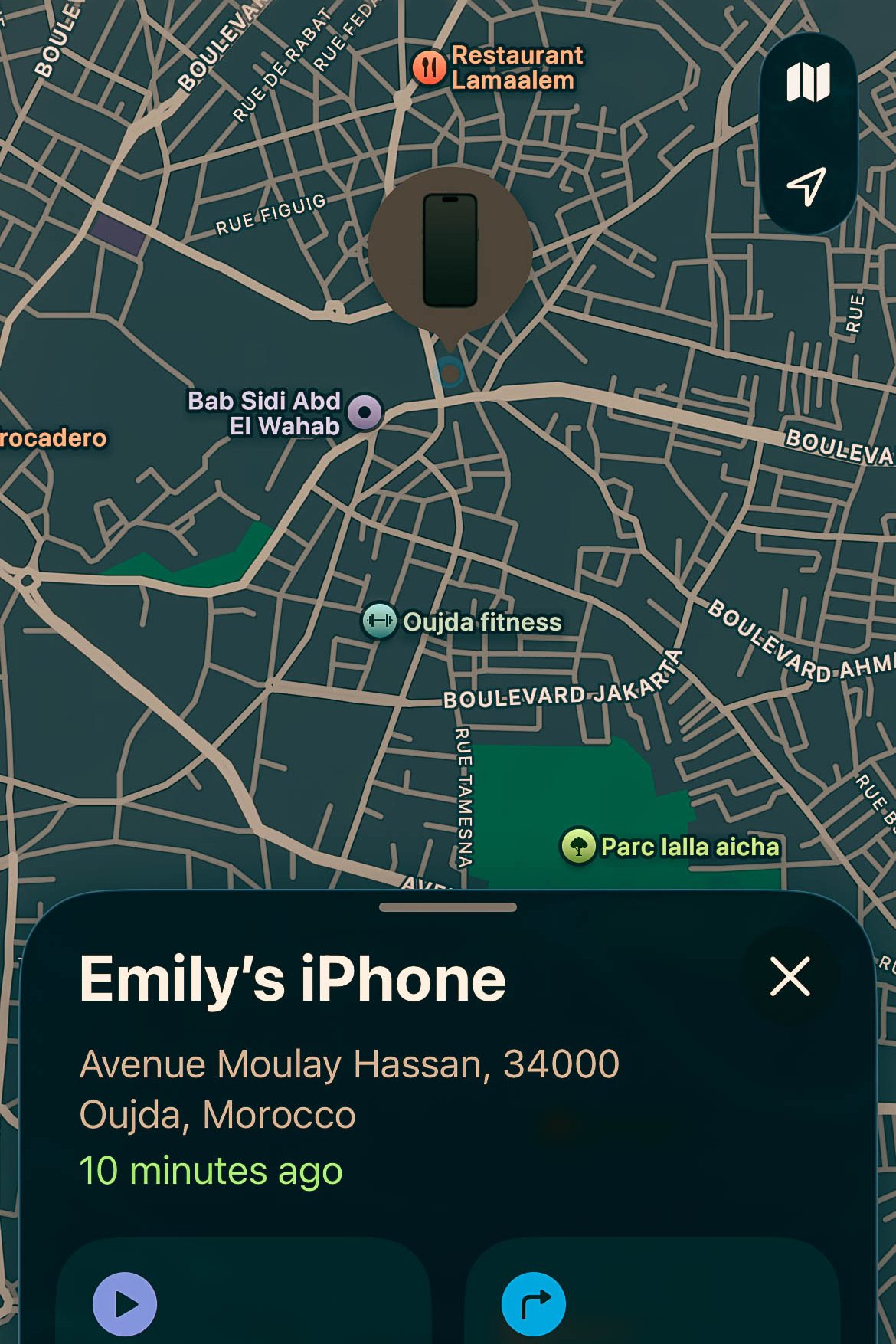 screenshot of stolen phone