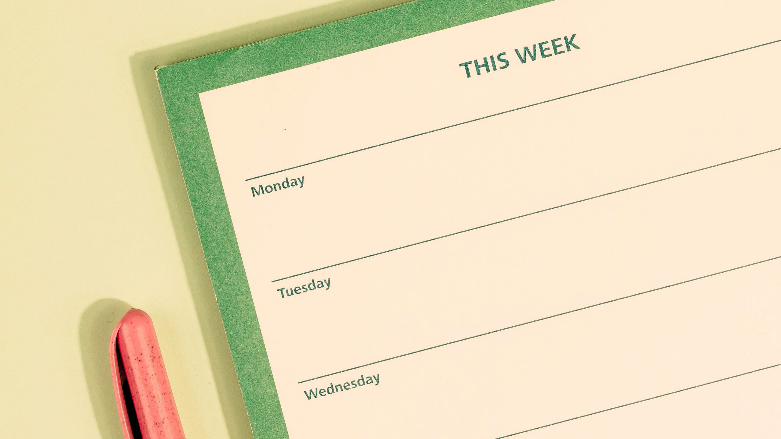 photo of a weekly planner